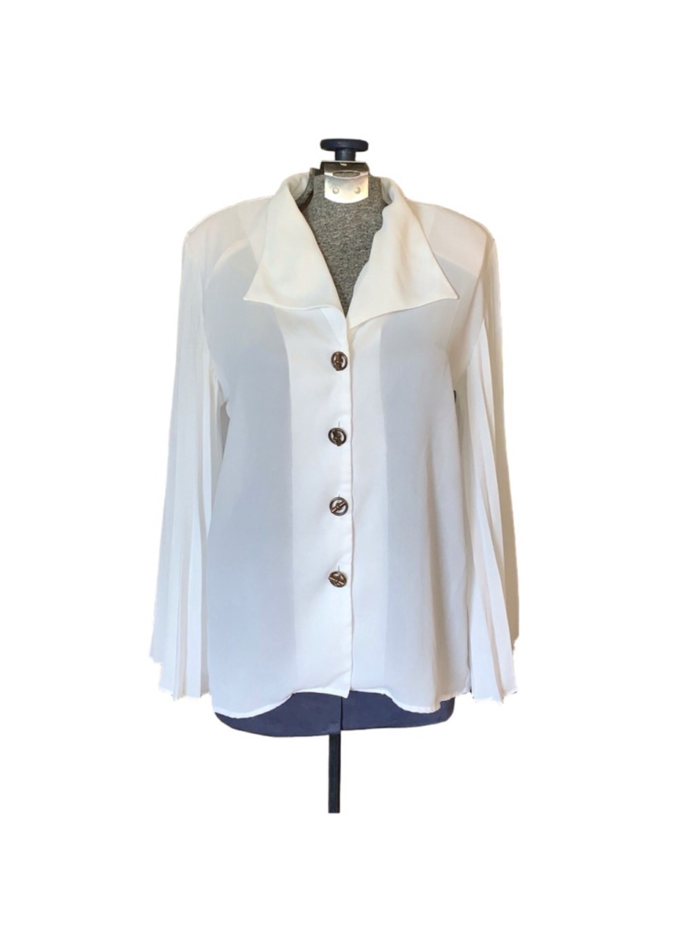 Lob shear white blouse with pleated sleeves size 1